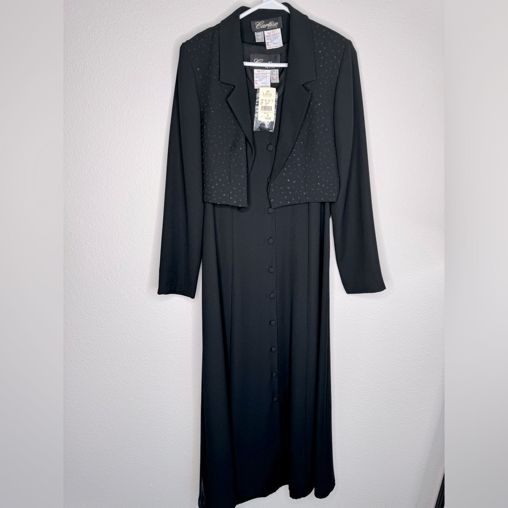 Cartise Vintage Black Dress with Mini Coat